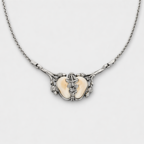 Naszyjnik z 2 grandli jelenia i srebra