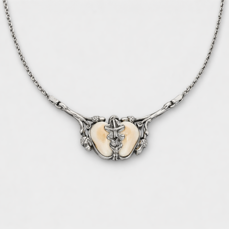 Naszyjnik z 2 grandli jelenia i srebra