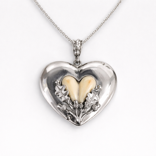 Naszyjnik myśliwski duże serce ze srebra