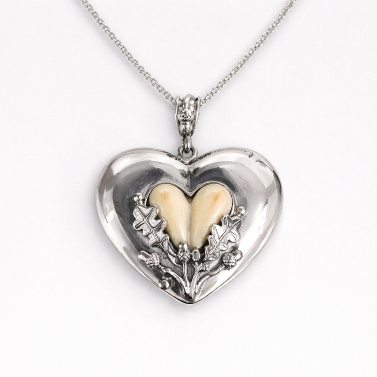 Naszyjnik myśliwski duże serce ze srebra