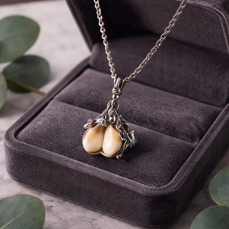 naszyjnik z dwóch grandli w pudełu