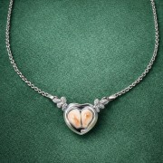 Srebrny naszyjnik myśliwski, serce z grandli