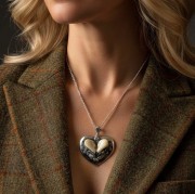 Srebrny naszyjnik myśliwski w kształcie dużego serca