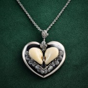 Duże srebrne serca naszyjnik myśliwski