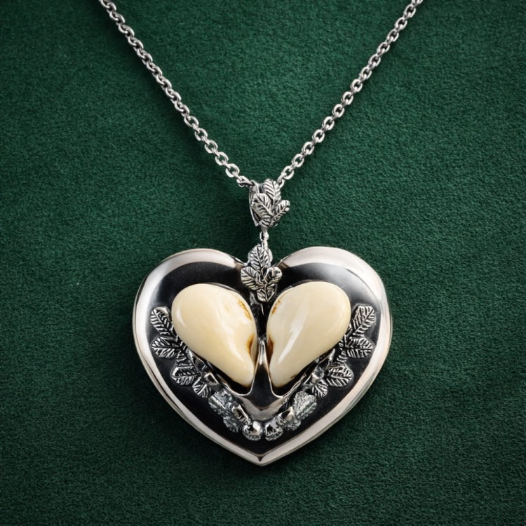 Duże srebrne serca naszyjnik myśliwski