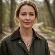 Kobieta w lesie w biżuterii myśliwskiej