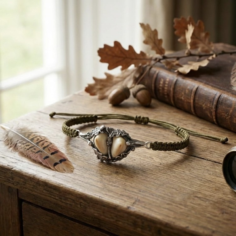 A bracelet with deer grandles