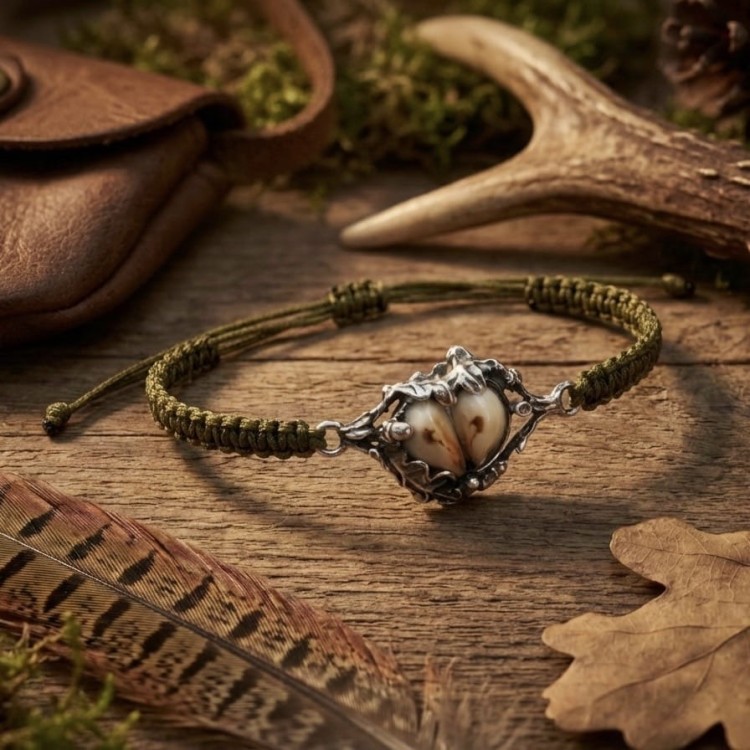 Hunting bracelet with deer grandles in 925 sterling silver | FOREST TROPHY