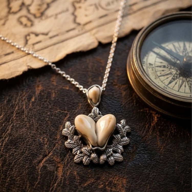 necklace with deer teeth FOREST TROPHY