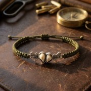 925 sterling silver bracelet on green cord hunting style