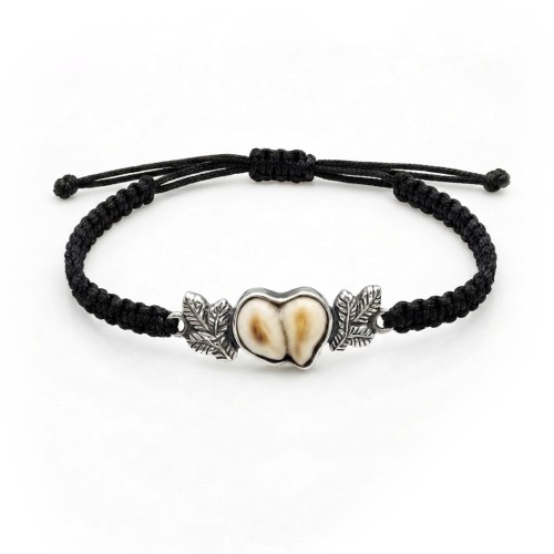 delicate hunting bracelet with deer teeth in 925 sterling silver
