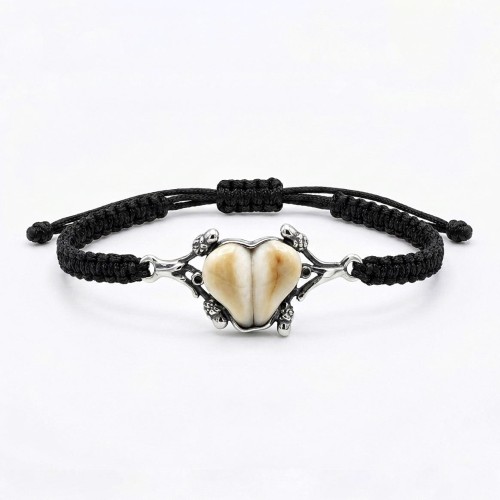 men’s silver bracelet with stag deer teeth forest trophy