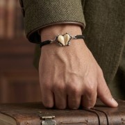 handmade men’s hunting bracelet with stag deer teeth and silver