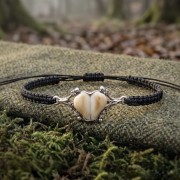authentic hunting bracelet for men with stag deer teeth and silver