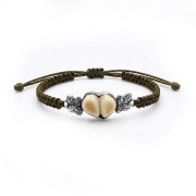 Srebrna bransoletka z grandlami na zielonym sznurku | FOREST TROPHY