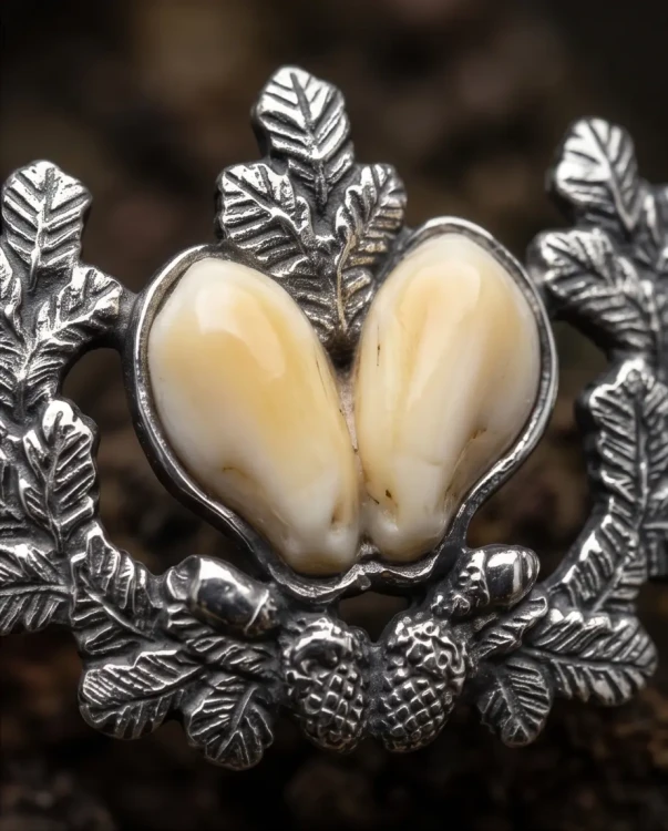 Premium FOREST TROPHY pin with hind deer grandles, handmade in 925 sterling silver