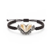 Men’s hunting bracelet with natural red deer ivories and 925 sterling silver