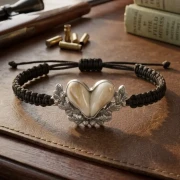 Sterling silver men’s bracelet with deer ivories and forest botanical motifs